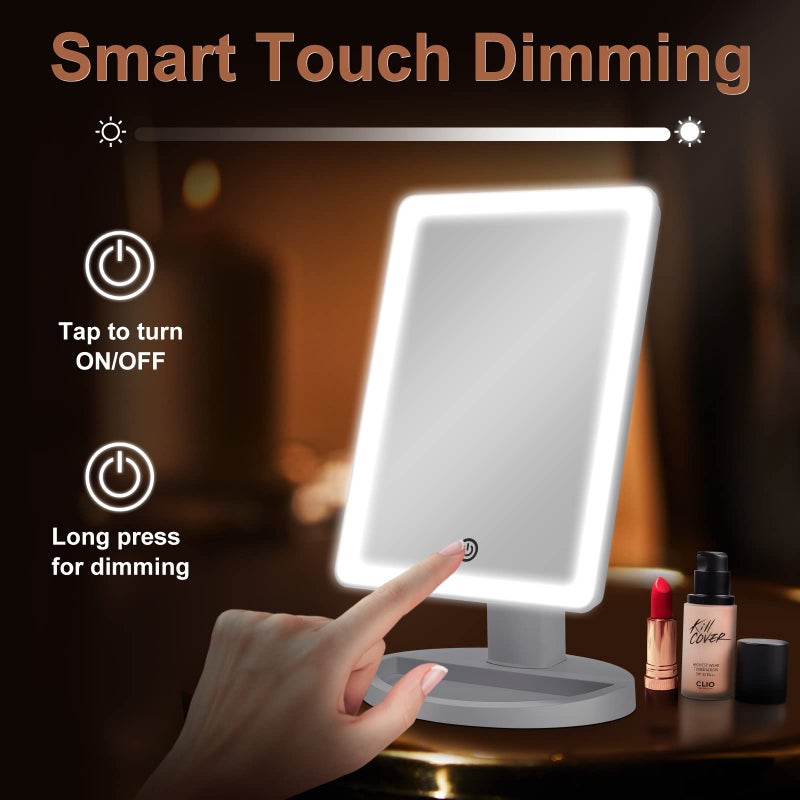 COSMIRROR Makeup Vanity Mirror with 3 Color Lighting  Lighted Makeup Mirror with 72 LED Lights and 10X Magnifying Mirror  Dual Power Supply  180 Degree Rotation Cosmetic Tabletop Light up Mirrors - Image 3
